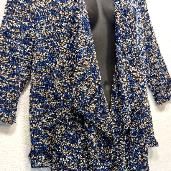 Peck & Peck Shimmering Chunky Blue & Gold Cardigan - Picture 2 of 11